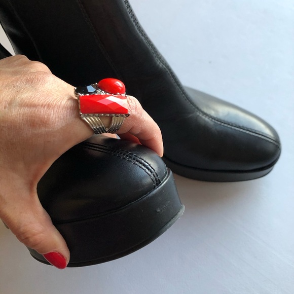 ACNE STUDIOS LEATHER PLATFORM BOOTS - Picture 6 of 16